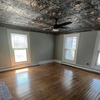 house interior tin ceiling after